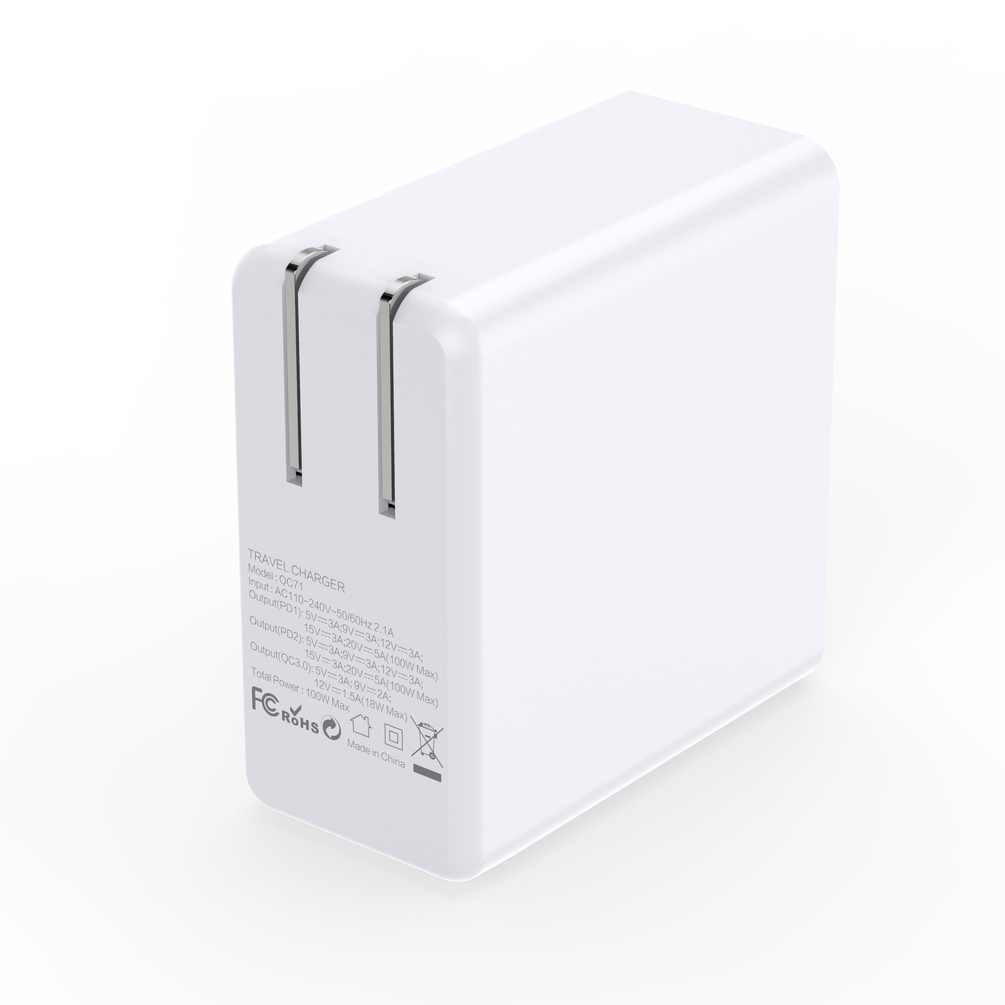 GaN  AI-QC71 100W PD+PD+QC3.0  US  Blanco