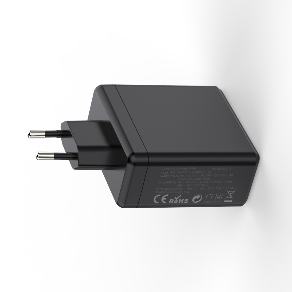 GaN AI-QC71 100W PD+PD+QC3.0 EU Negro